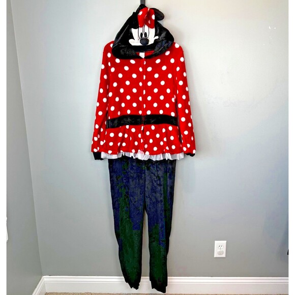 Disney Minnie Mouse One Piece Hooded Womens Medium 8-10 Sleepwear - Picture 1 of 6